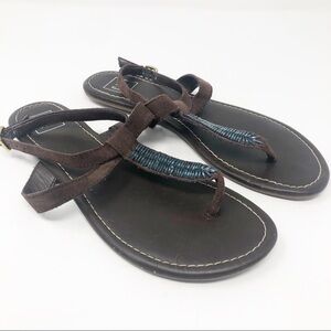 Gap Brown Suede With Blue Beaded Detail Sandal 7